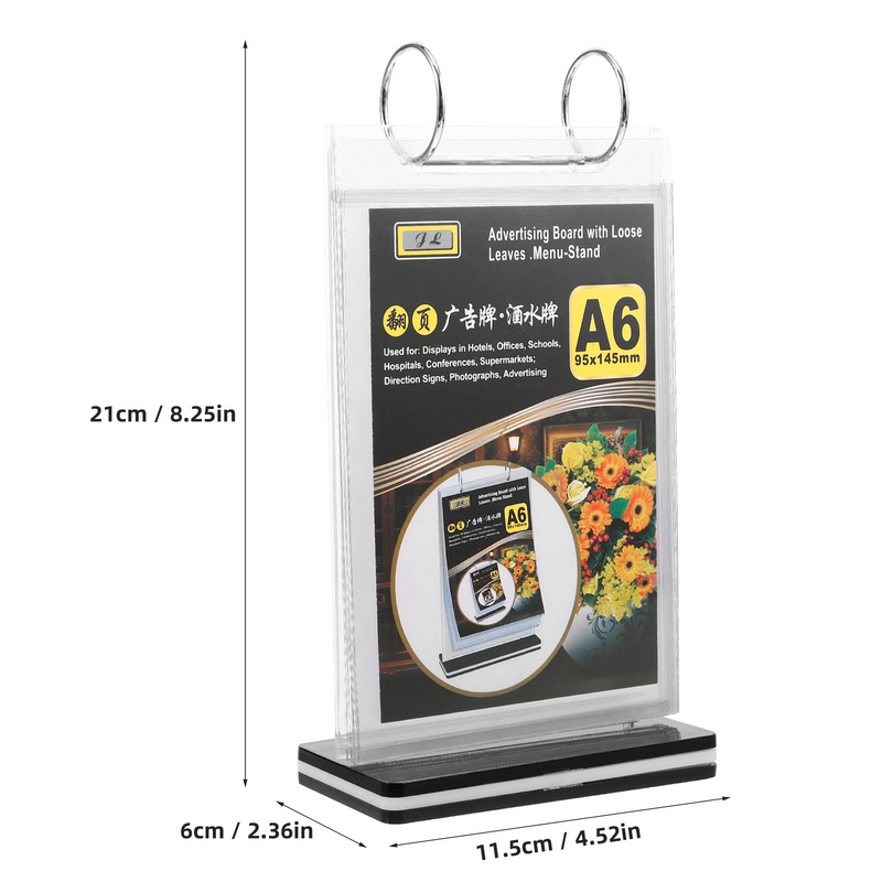 Flip Desktop-Karte Acryl Zeichen halter Menü halter Kunststoff Ordner klarer Preis Display Stand Supermarkt Preis halter Basis