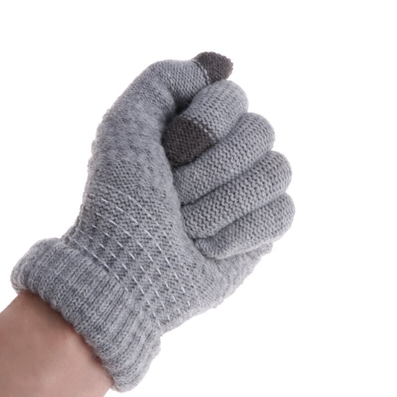 97BE uomo donna guanti invernali caldi lavorati a maglia con Touch Screen guanti da polso Unisex Solid Warmer
