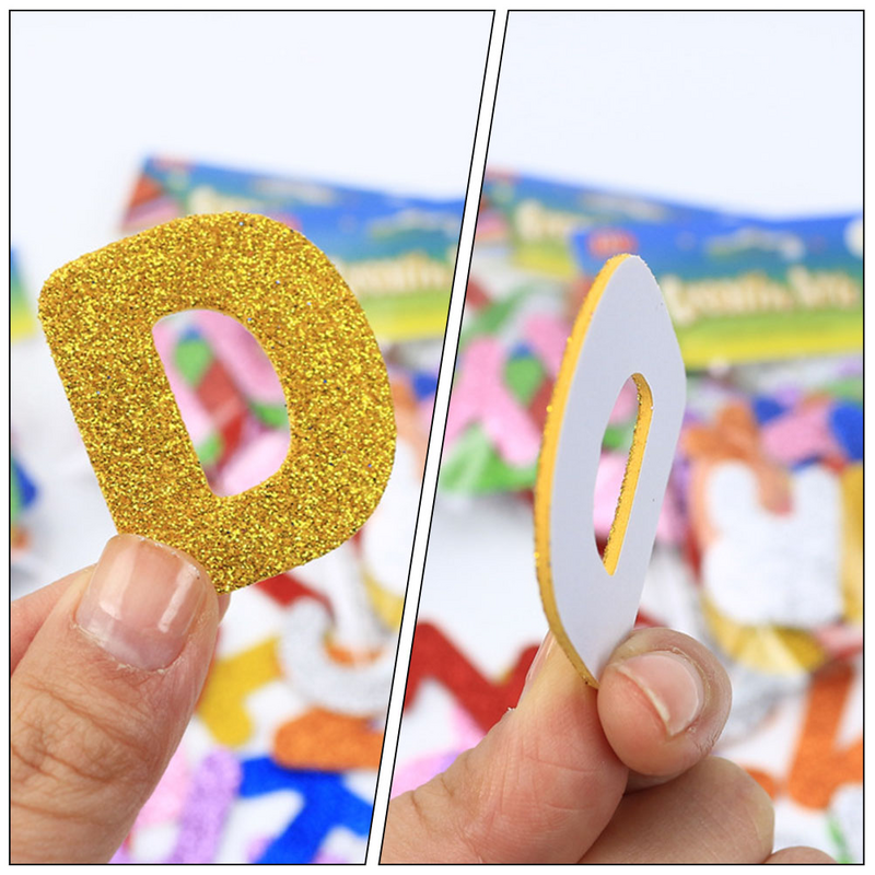 2 Packs Small Alphabet Letter Foams Glitter Letter Nail Sticker Craft Supplies Letter Nail Sticker