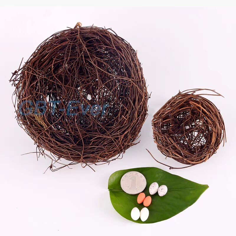 4Pcs Mini Eggs/1Pcs Bird Nest Miniature Figurine Toys Crafts Artificial Birds Nest Simulation Eggs Fairy Garden Accessories