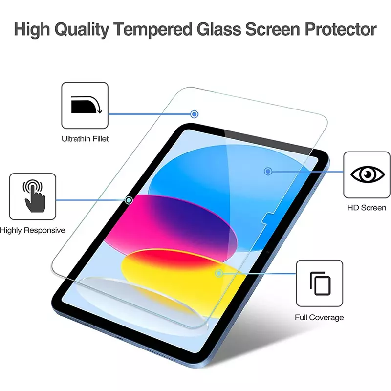 Vetro temperato per Apple iPad 10 10.9 pollici 2022 A2757 A2777 vetro proteggi schermo a copertura totale per iPad 10a generazione 10.9''