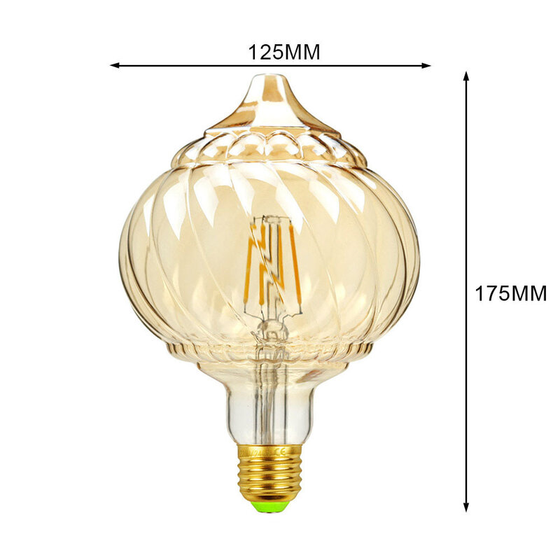 โคมไฟ LED G125 220-240V ทรงฟักทองแหลมโคมไฟตกแต่งเส้นใยสไตล์วินเทจสไตล์วินเทจสำหรับห้องนอน