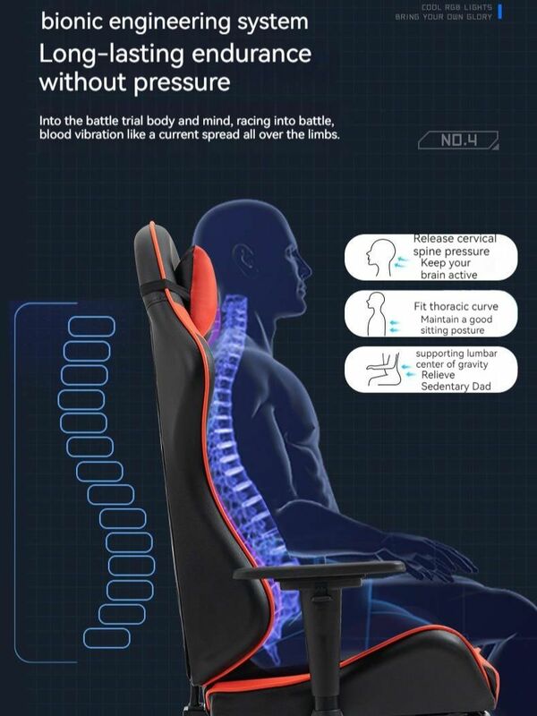 E-sports-ゲーム用の背もたれ椅子,人間工学に基づいた回転式オフィスチェア,快適,マッサージ,コンピューター
