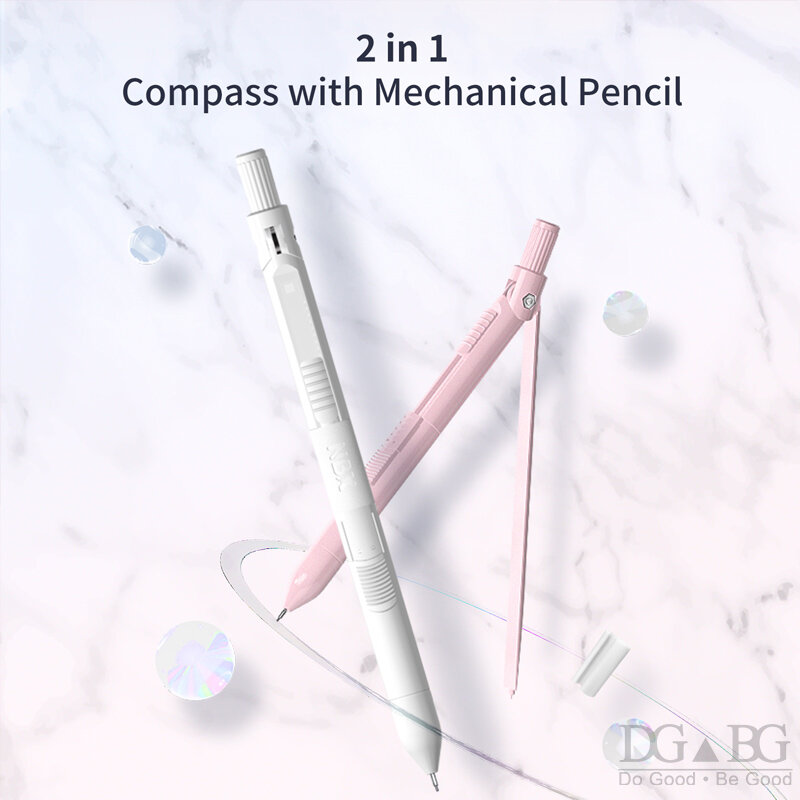 NBX 나침반 연필 수학 기하학 키트는 기계식 연필로 학생 문구 용품을 설정합니다. 0.7mm 드로잉 도구는 눈금자를 포함합니다.