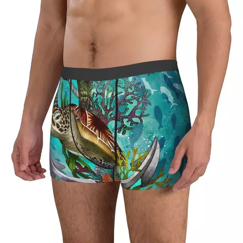 Tartaruga masculina e cuecas de animais marinhos, shorts sexy, cuecas boxer, calcinha cueca
