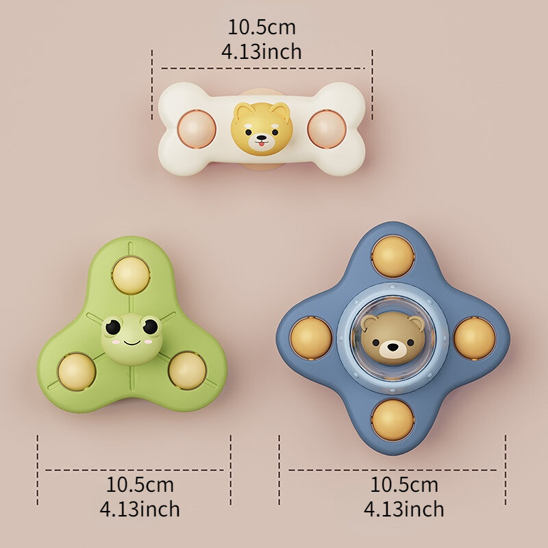 Mainan bayi cangkir hisap mainan Spinner untuk balita Beruang tangan Fidget Spinner mainan sensorik penghilang stres permainan bayi bergetar berputar