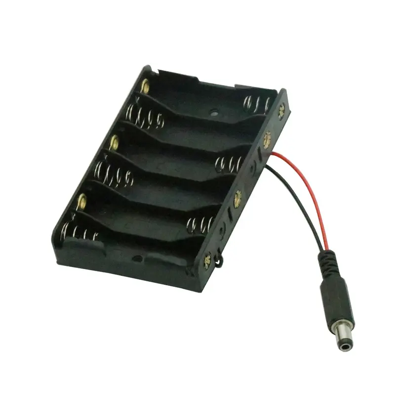 1PCS 6XAA 6xAA 6*AA 9V Battery Holder Box Case Wire DC 5.5*2.1mm Plug For arduino Moudle