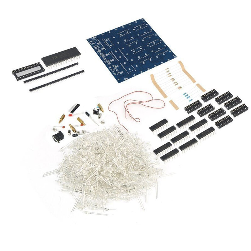 Mini LED Light Cube Kit, DIY Eletrônica, Projeto De Solda, 8x8x8