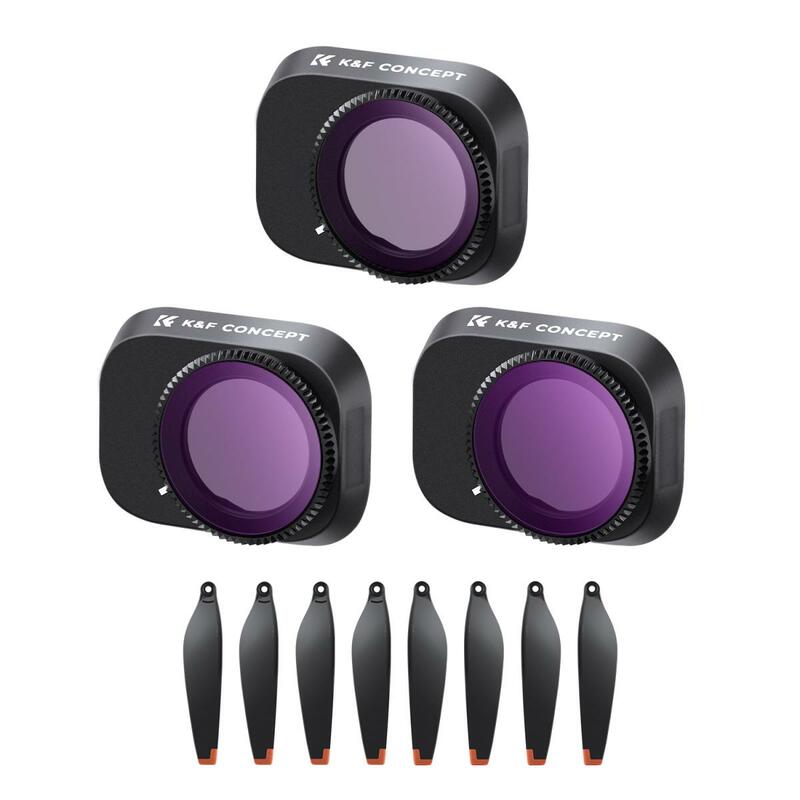 K & F Concept – ensemble de filtres 2 en 1 pour Drone DJI Mini3 Pro (ND8 & PL + ND16 & PL + ND32 & PL) avec Film vert Anti-reflet et un ensemble de palettes