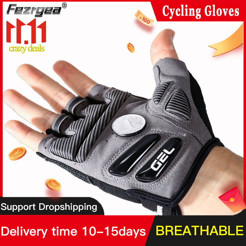 Gants de cyclisme demi-doigt pour hommes et femmes, en Silicone liquide absorbant les chocs, gants de sport respirants pour vélo et Fitness