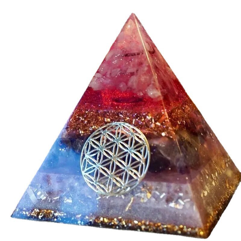 Pirámide de energía de orgonita personalizada, cristal Natural, amatista, pirámide curativa, adornos de resina, joyería artesanal, decoración del hogar