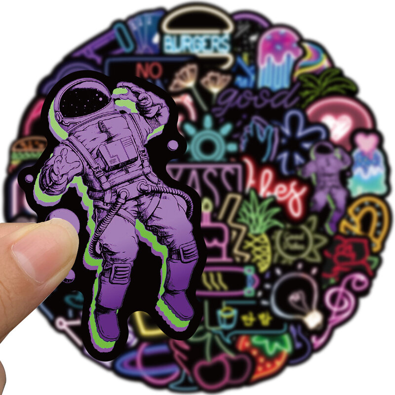 10/30/50PCS Cool Dazzling Neon Light Graffiti Stickers Decorative Stationery Waterproof Scrapbooking DIY Diary Album Sticker