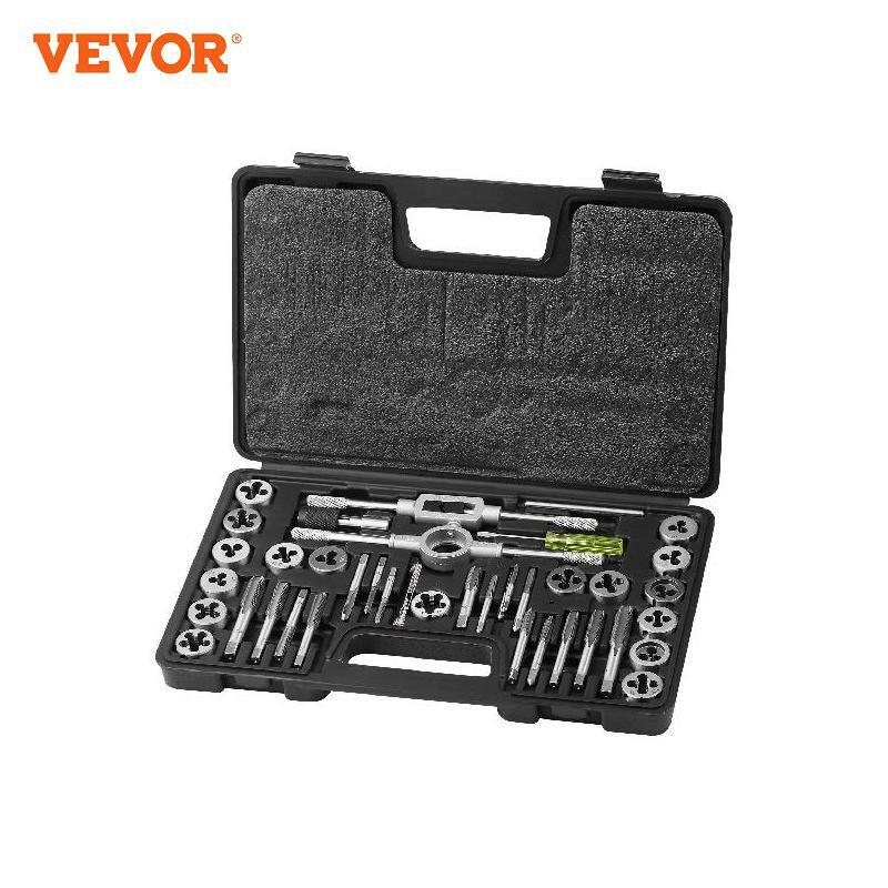 VEVOR Tap and Die Set,40/60/80/110-Piece Set Include Metric Size M2 to M18, Bearing Steel Taps and Dies,Essential Threading Tool