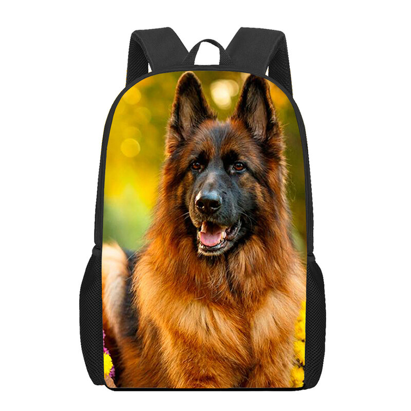 Alemão pastor cão 3d padrão saco de escola para crianças meninas meninos sacos de livro casual crianças mochila meninos meninas mochilas bagpack
