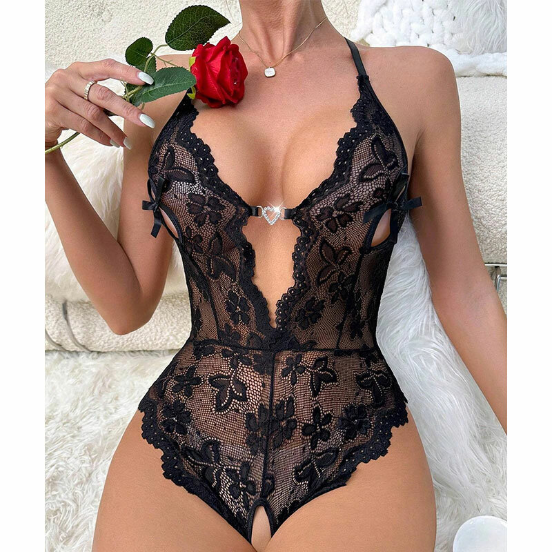 2024 Fashion Woman New Y2k Clothes Bodysuits Sexys Summer Sexy Transparent Lace Fun Jumpsuit Vestidos Sleeveless Kinky Bodysuits