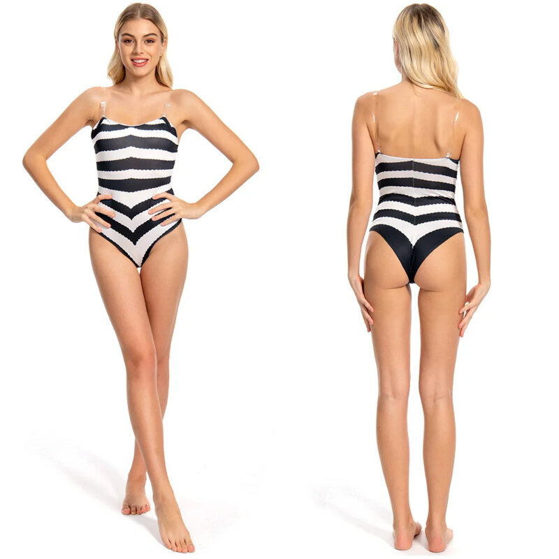 Margot Cosplay Sexy Black White Stripped Swimsuit Summer Women Costume 2023 Movie Barbei Fantasia Halloween Beach Party Disguise