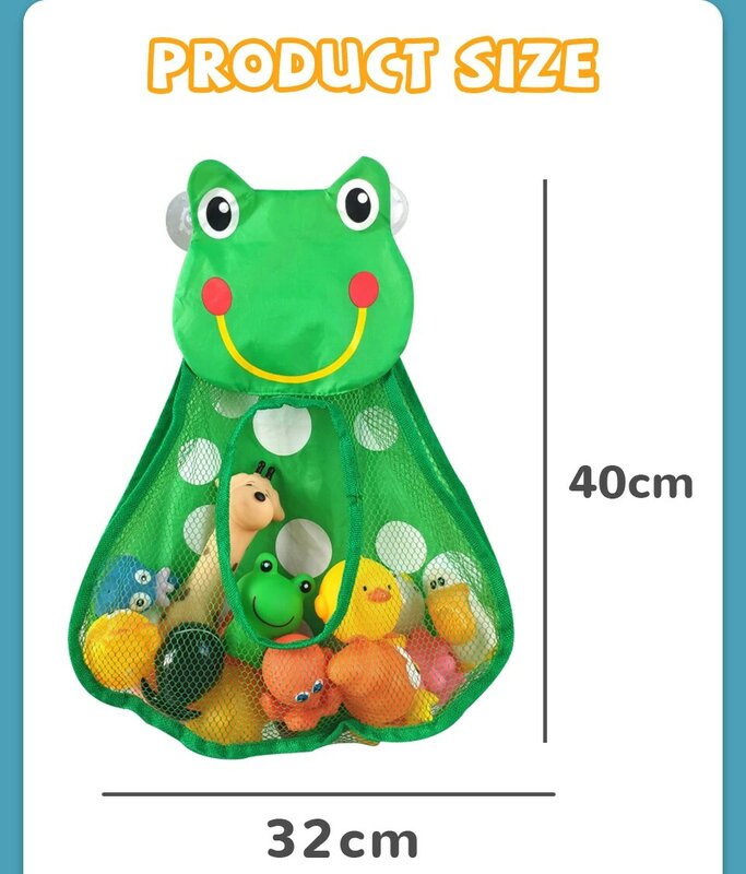 귀여운 오리 개구리 메쉬 그물 정리 수납 가방, 강한 흡입 컵 목욕 게임 욕실 가방, 장난감