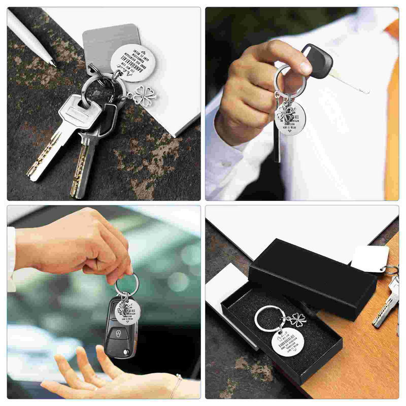 6 Stück Edelstahl Schlüssel bund Schlüssel anhänger Ring mit Ketten Taschen Anhänger Glück Charms guten Mann Frauen