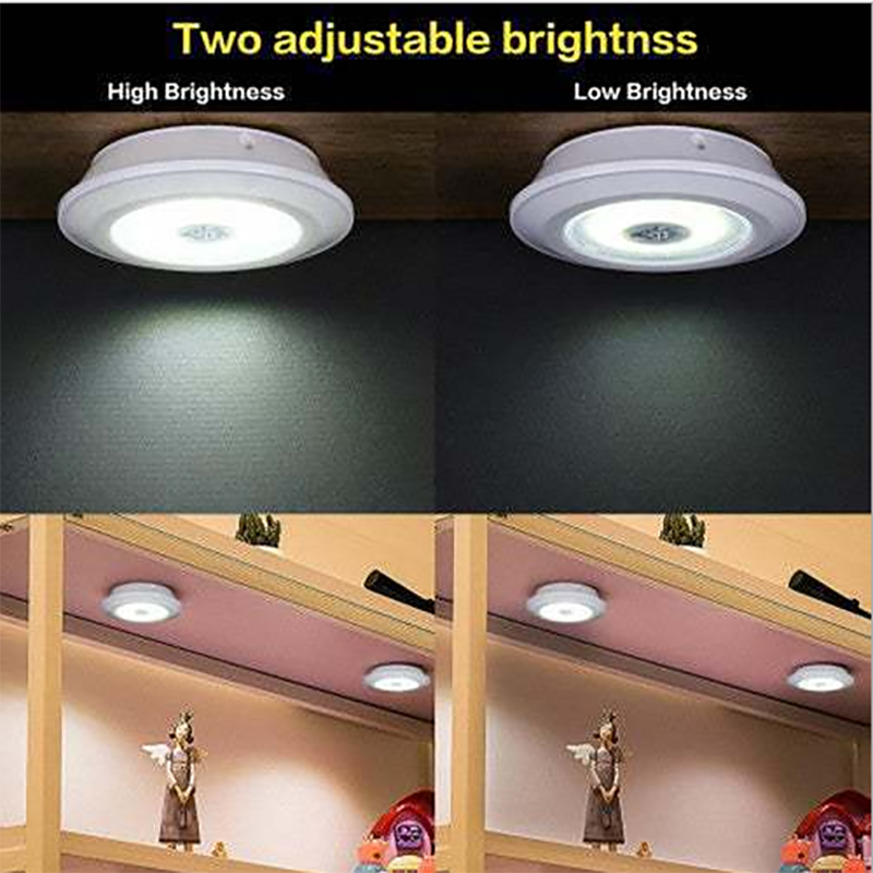 Smart Wireless Round LED Light, Lâmpadas reguláveis, Iluminação para o quarto, Cozinha, Under-Furniture, Roupeiro, Controle remoto