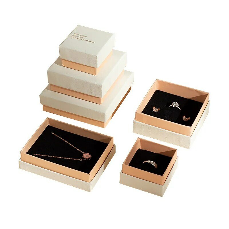 Hoogwaardige Ringen Oorbellen Ketting Armband Gift Box Set Multi Size Wit Papier Sieraden Display Gevallen Met Pakket Tassen Dropship