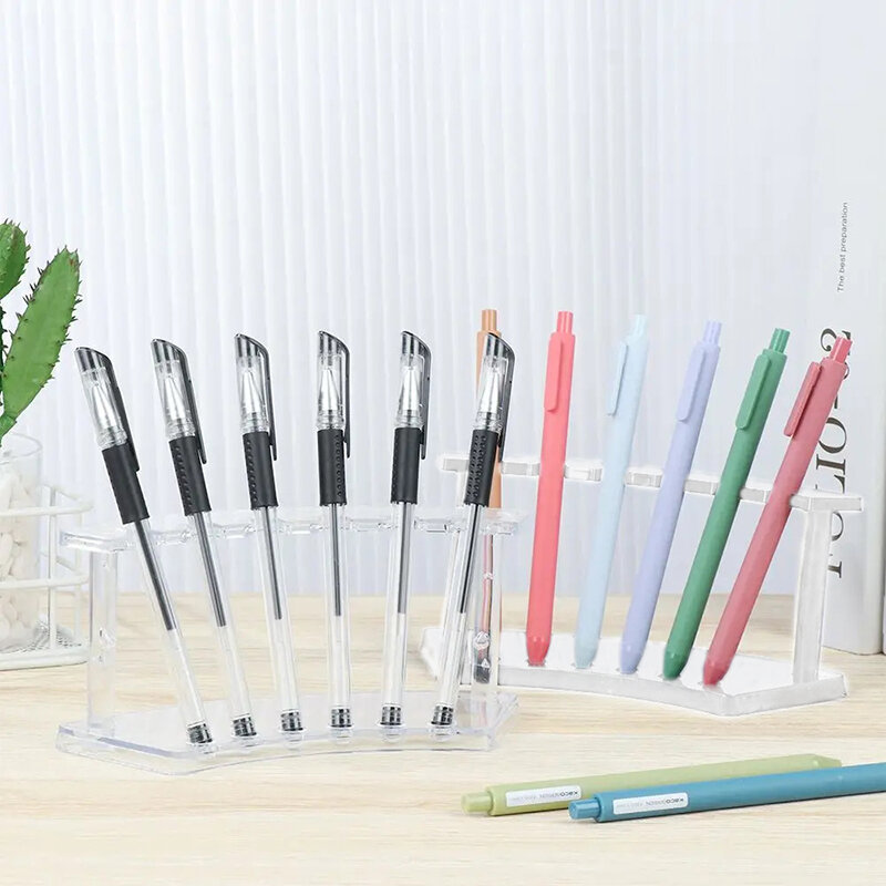 Acrílico Pen Holder Display Stand, Clear Makeup Brush Rack, Nail Brush Organizer, Sobrancelha Rack, 6 Slots, 1Pc
