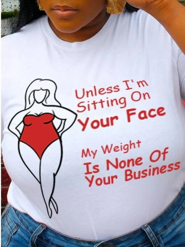 Женская футболка с коротким рукавом, принтом и графическим принтом, большие размеры