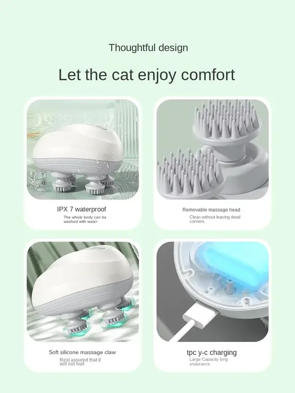 Cabezal de masaje eléctrico para gato, masajeador de cabeza, juguete para mascotas, carga para gatitos
