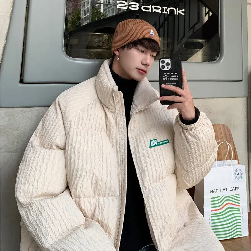Мужская зимняя куртка из хлопка, утепленная Модная брендовая Корейская пуховая куртка из хлопка, Дизайнерская куртка