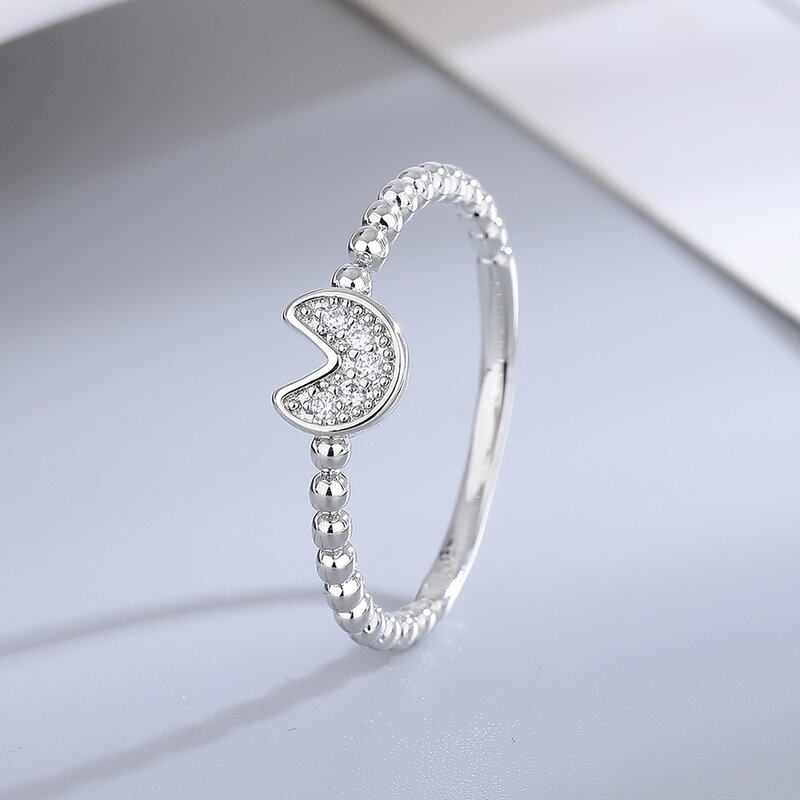 Luxo espumante zircão anel de noivado para mulheres, forma pegada, jóia clássica do casamento, ouro branco, novo