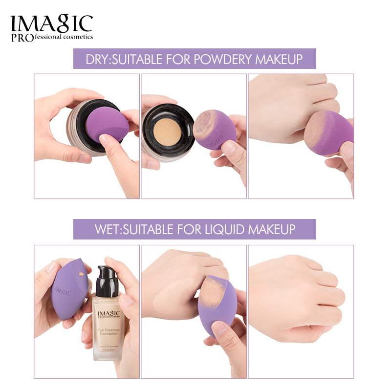 Imagic esponja ferramenta de maquiagem fundação blush base maquiagem suave e uniformemente complacente iniciante maquiagem esponja cosméticos