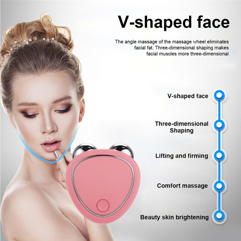 EMS Microcurrent Facial Massager, Face Lifting Machine, Roller Pele Apertando, Rejuvenescimento, Beleza Carregando, Anti Rugas