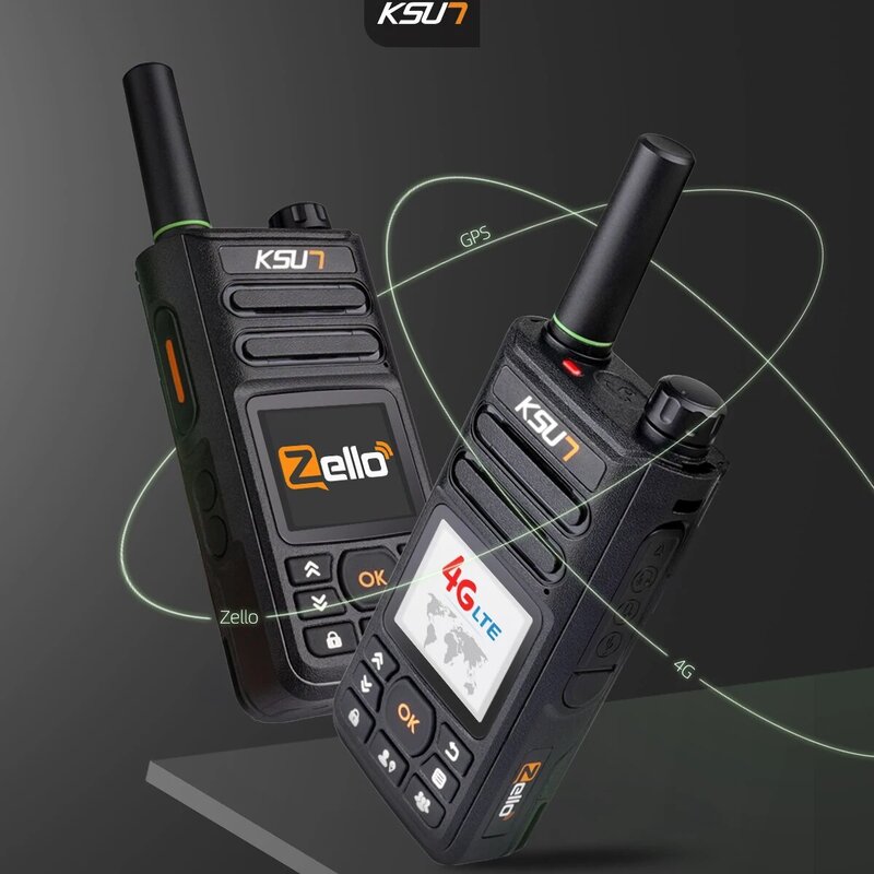KSUT Zello Walkie Talkie Profissional, Rádio Wi-Fi Rede Celular, Longo Alcance, 100 Milhas GPS, 4g Cartão Sim, Zello, POC