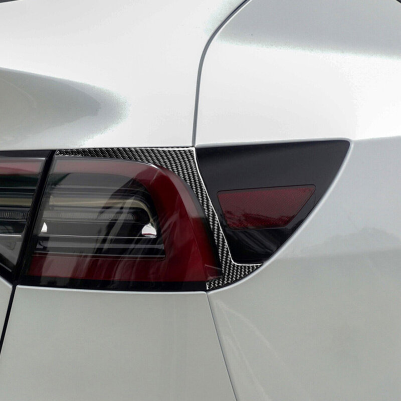 Tira de luz trasera para coche, Panel embellecedor de cubierta de decoración de párpado, lámpara trasera, fibra de carbono, compatible con Tesla Model 3 Y 2020 2021 2022, 1 par