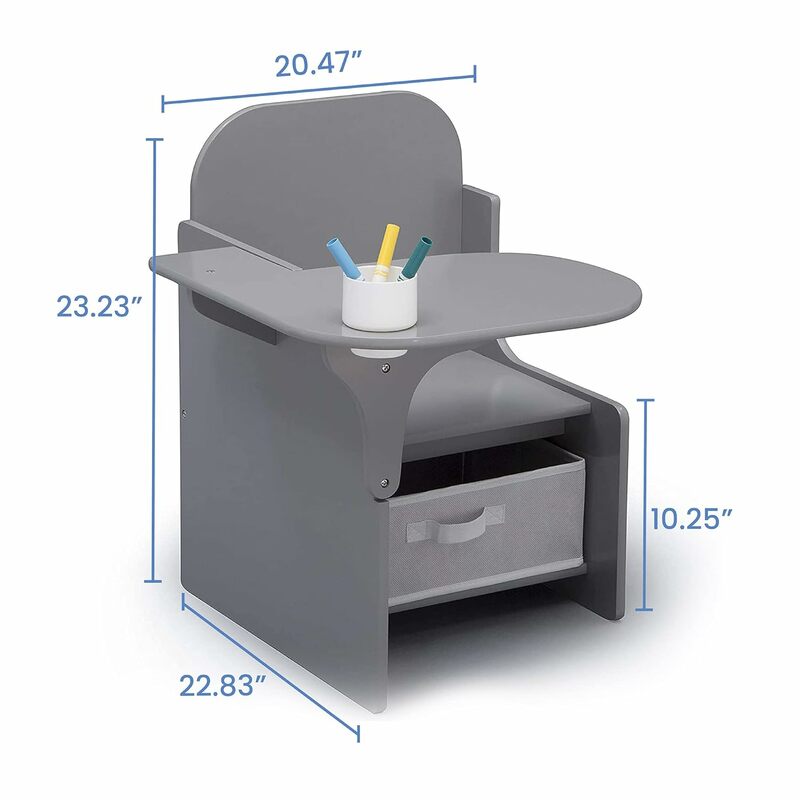 Silla de escritorio con contenedor de almacenamiento, color gris, con certificado Greenguard Gold