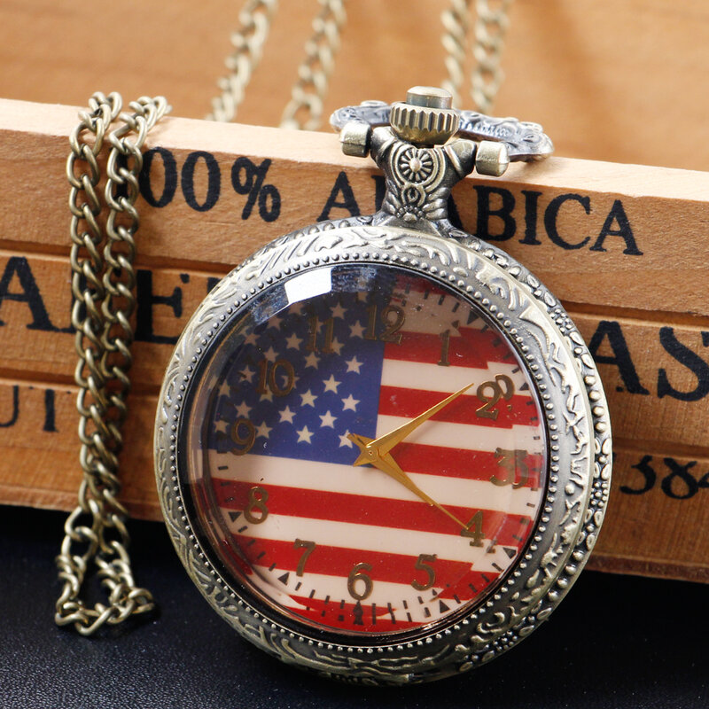 Reloj de bolsillo de cuarzo con diseño de bandera nacional Vintage para hombre, colgante Steampunk para hombre, el mejor regalo de colección de arte