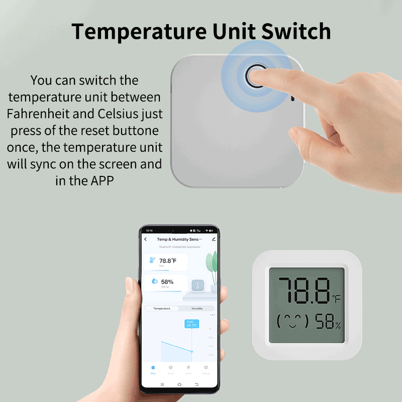 تويا زيجبي مستشعر درجة الحرارة الرطوبة مستشعر الثلاجة شاشة LCD صغيرة رقمية بلوتوث متوافق ميزان الحرارة الرطوبة