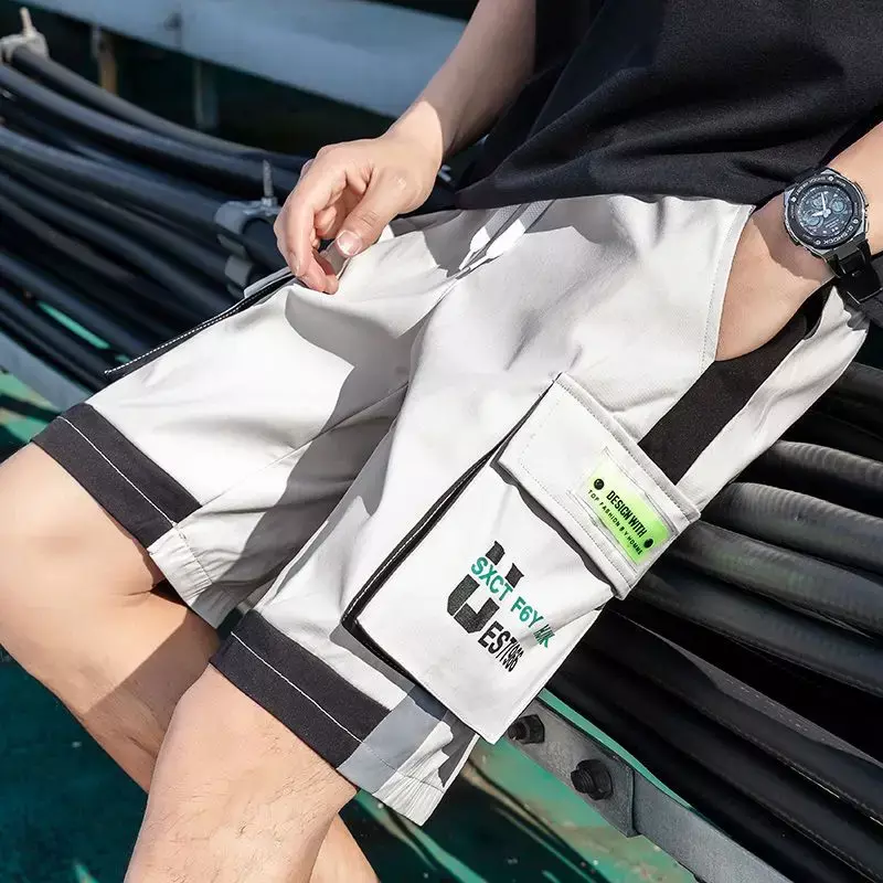 Pantaloncini Cargo da uomo elastico in vita Multi tasca pantaloni corti maschili verde popolare abbigliamento Casual Designer 2024 moda confortevole