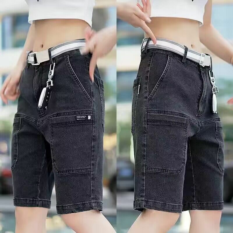 Modne letnie wytrzymałe dżinsowe spodnie Cargo męskie z sześcioma kieszeniami stylowe kowbojskie Harajuku proste wysokiej jakości spodnie Streetwear