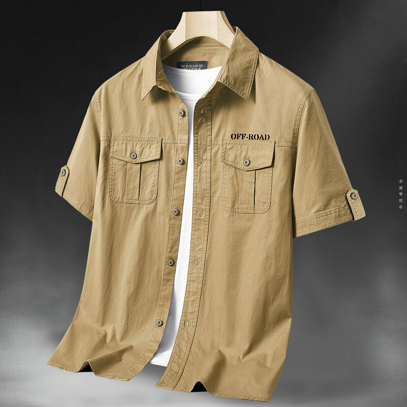 Camicia estiva a maniche corte 2024 t-Shirt da uomo leggera e traspirante da alpinismo da campeggio con risvolto Cargo Top Outdoor
