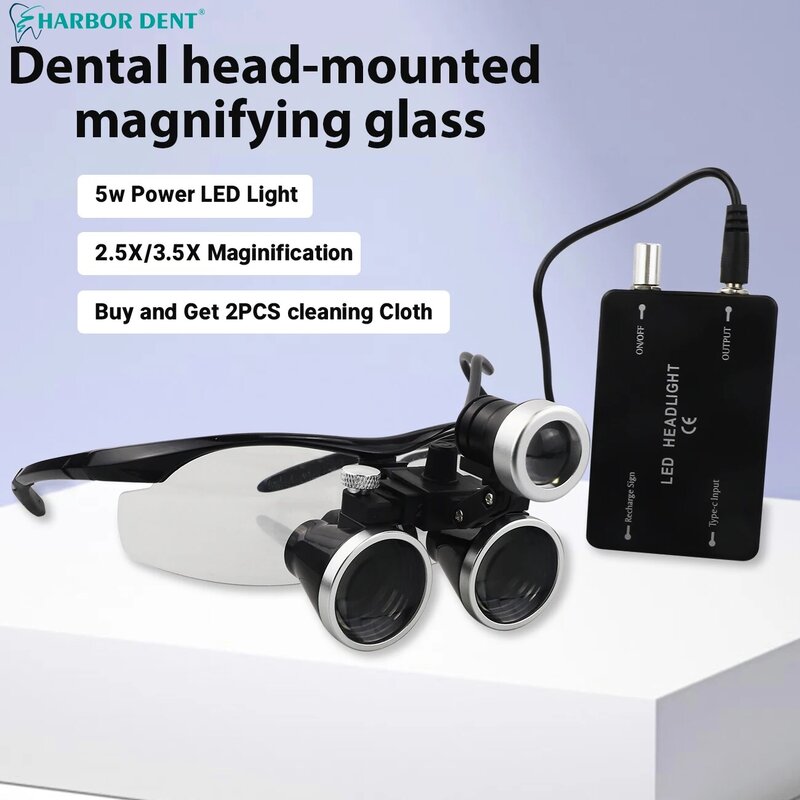 Binocular de aumento para lupas quirúrgicas, lupas dentales, faro LED portátil, 5W