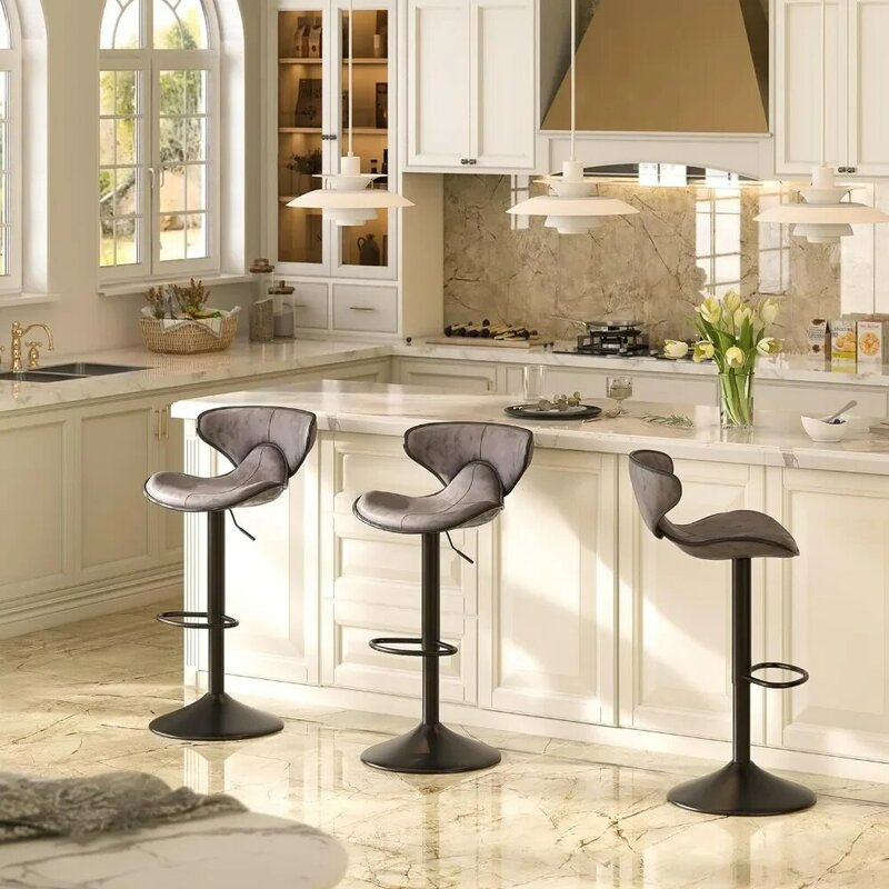 Bar Stools Set of 2, Swivel Tall Kitchen Counter Island Dining Chair with Backs, Adjustable Counter Height Chairs, Bar Chair