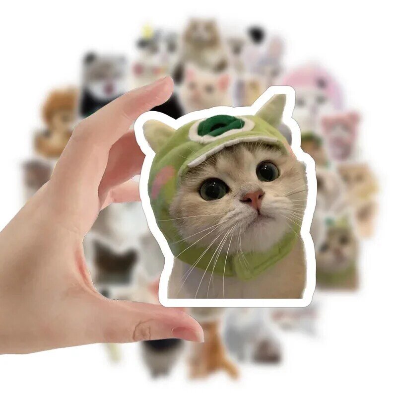 60 Sheet Kawaii Cat Sticker Real Shot Lovely Kitten Sticker DIY Stationery Decorative Scrapbook Phone Sticker Student Supplies