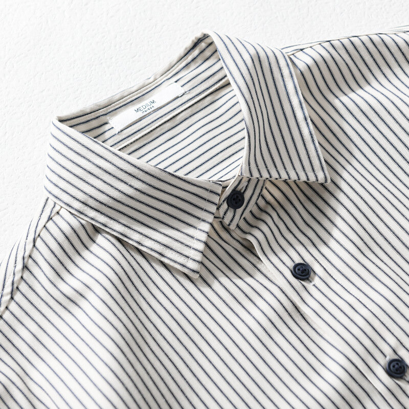 9554 wiosenna jesień moda Vintage patchworkowa koszula z długim rękawem dla mężczyzn wyszywane litery wzór w paski luźny strój dla nastolatków