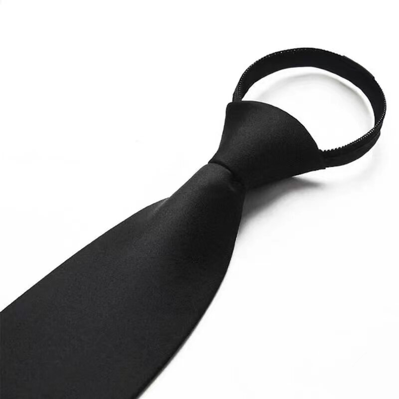 Black Simple Clip on Tie Security Tie Doorman Steward Matte Funeral Tie for Men Women Students