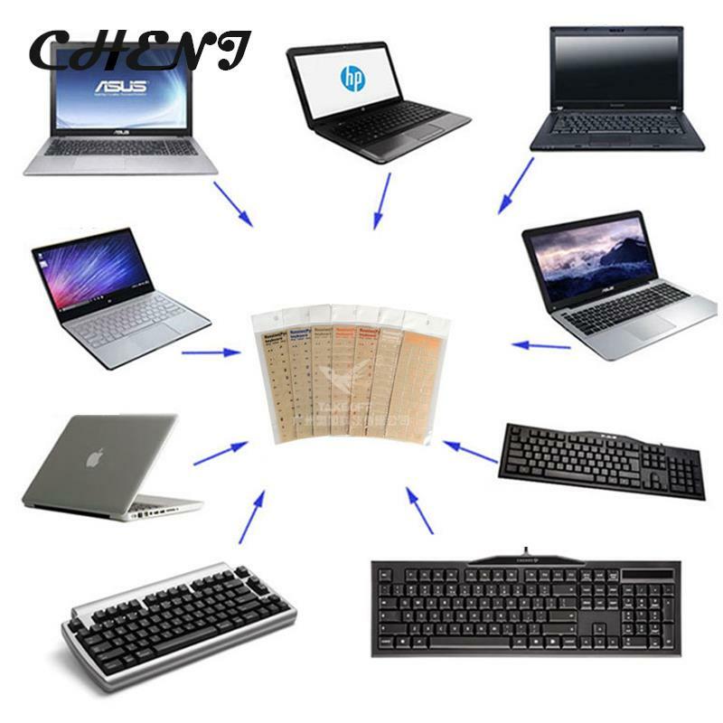 Adesivos de teclado transparentes, alfabeto coreano hebraico, proteção contra poeira, acessórios para laptop, russo e inglês, 1pc