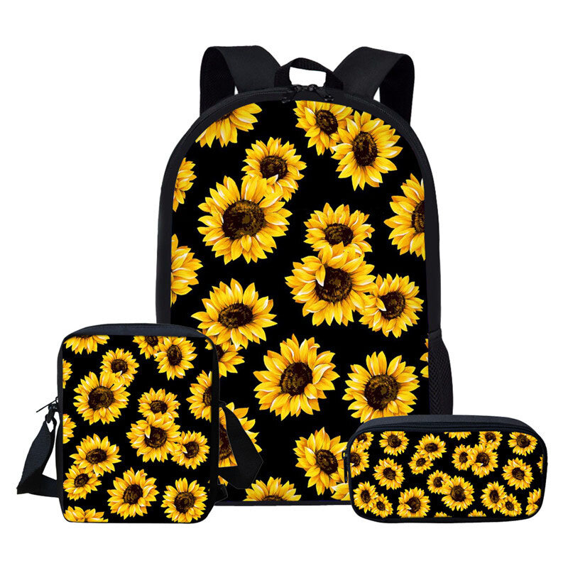 3 teile/satz Sunflower Druck Schule Tasche Set für Kinder Mädchen Zurück Pack Buch Taschen Rucksäcke Schulter Bagpack Kinder Bookbag Satchel
