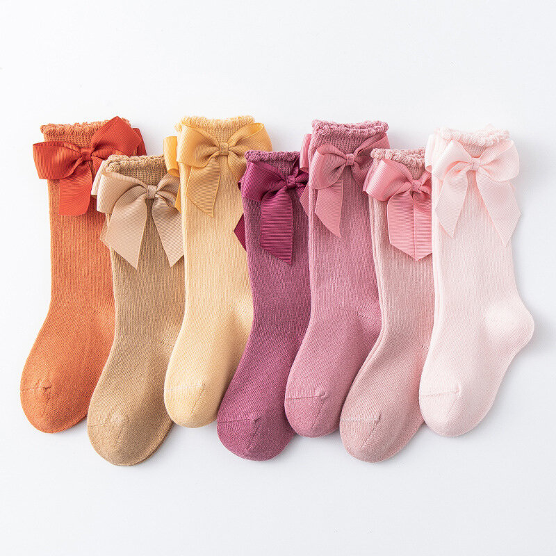 Accessori per bambini nuovi calzini per ragazze primavera estate fiocco principessa madre calzini per bambini calzini da pavimento in cotone per bambini coreani all'ingrosso