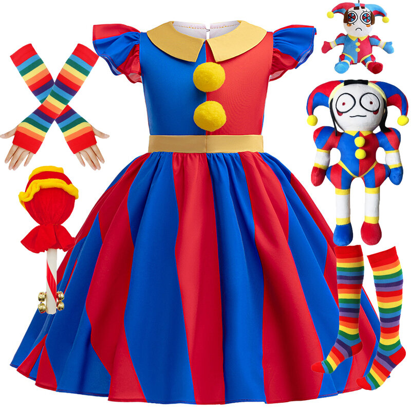 Baju Cosplay Digital, baju anak perempuan, baju pesta ulang tahun, sirkus, Halloween, kostum Cosplay Digital, baju anak perempuan 3-10t