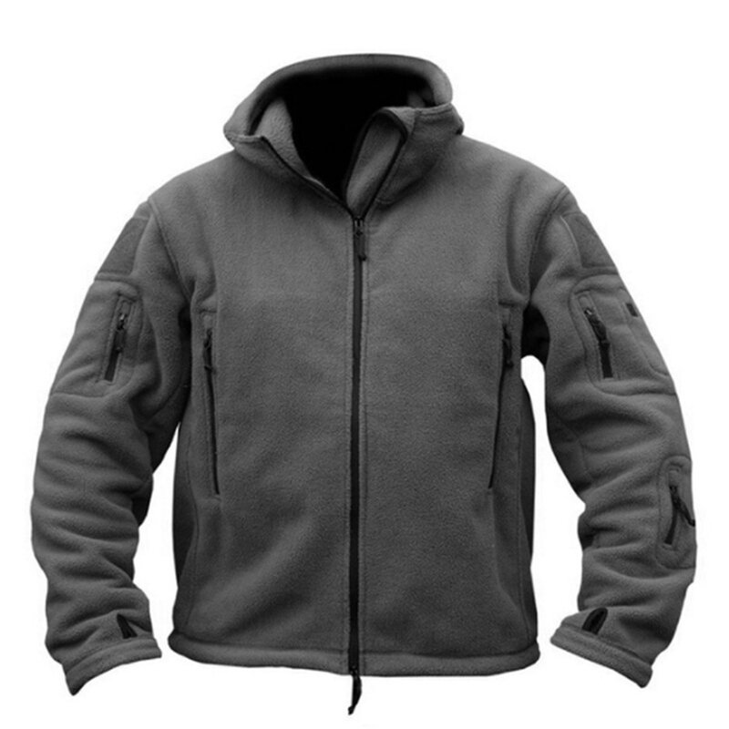 남성용 따뜻한 캐주얼 후드 플리스 재킷, 집업 야외 하이킹 방풍 작업 코트, 외투 바람막이, 남성 단색 의류, 겨울