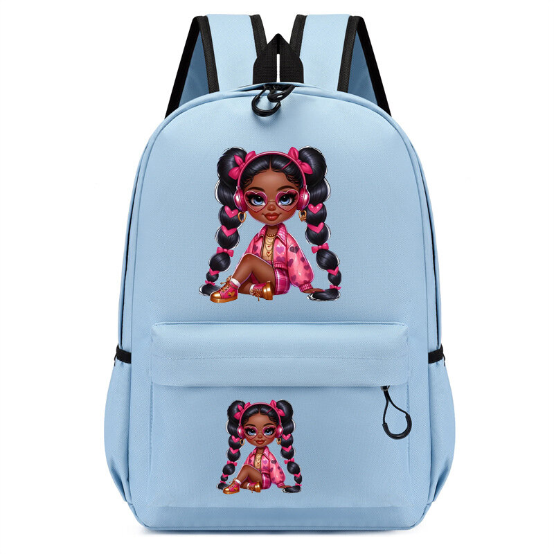 Children Bagpack Beautiful Afro Girl Backpack Kindergarten Schoolbag Kids Princess Bookbag Girl Travel Student School Backpack